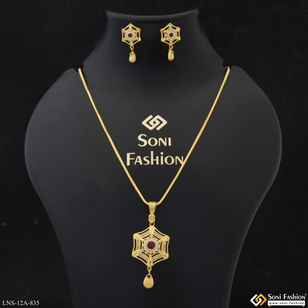 Eye-Catching Design Gold Plated Necklace Set for Ladies - Style A835