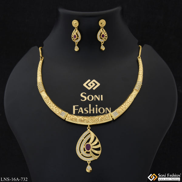 Glittering Design Gold Plated Necklace Set for Women - Style A732