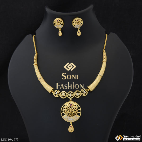 Hand-Finished Design Gold Plated Necklace Set for Women - Style A977