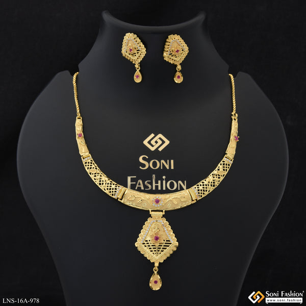 Artisanal Design Gold Plated Necklace Set for Women - Style A978