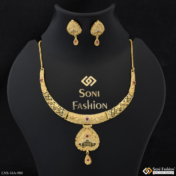 Sparkling Design Gold Plated Necklace Set for Women - Style A980