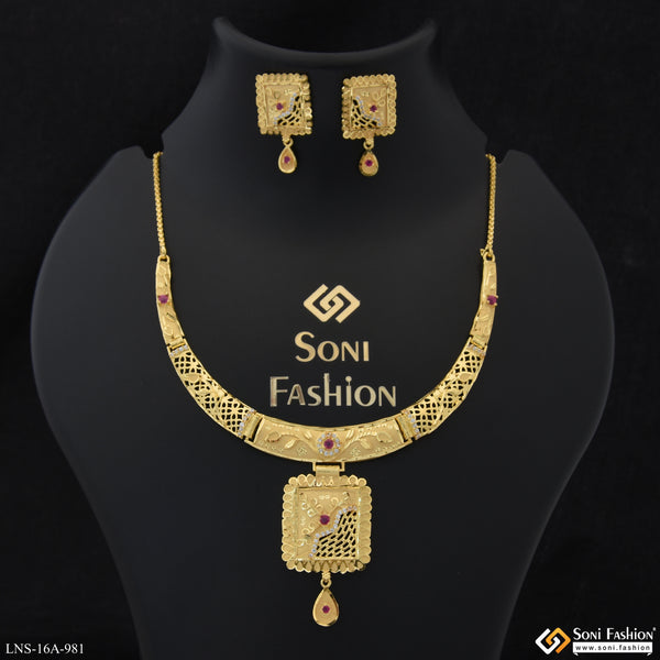 Stunning Design Gold Plated Necklace Set for Women - Style A981