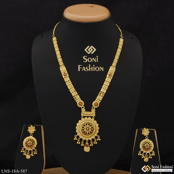 Designer Graceful Design Gold Plated Necklace Set for Ladies - Style A587