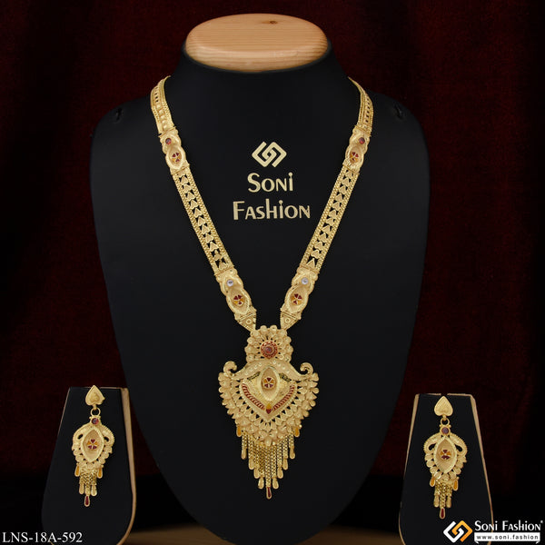 Latest Design Sparkling Design Gold Plated Necklace Set for Ladies - Style A592