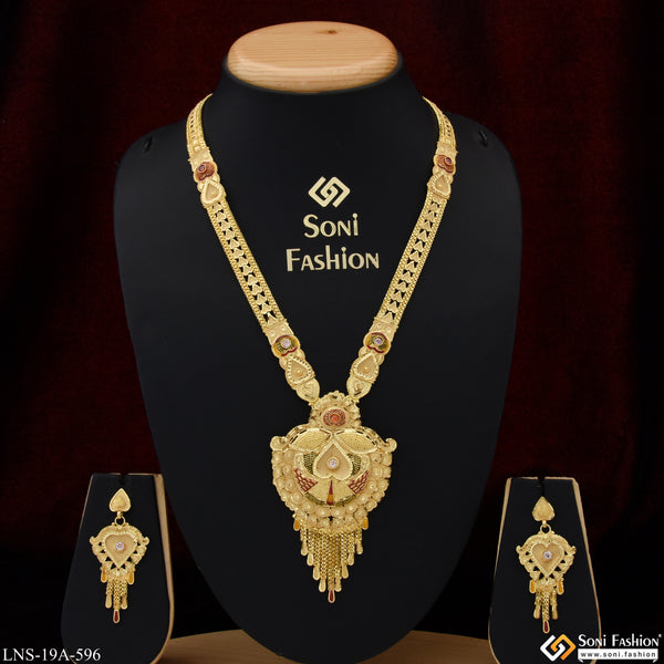 Latest Design Glittering Design Gold Plated Necklace Set for Lady - Style A596