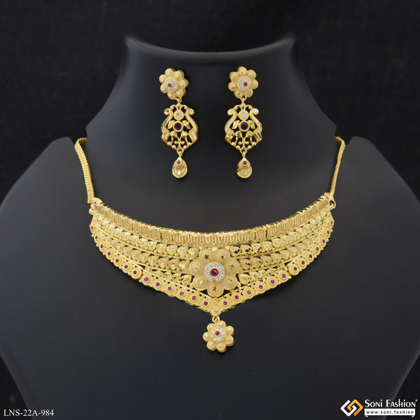 Fashionable Gold Plated Choker Necklace Set for Women - Style A984