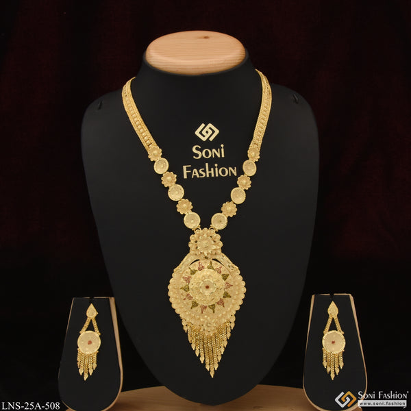 Graceful Design Sparkling Design Gold Plated Necklace Set for Women - Style A508