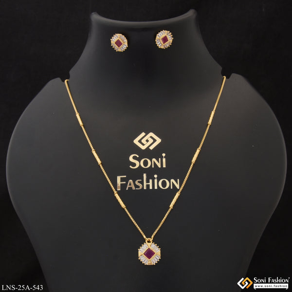 1 Gram Gold Plated Hand-Crafted Design Necklace Set for Ladies - Style A543