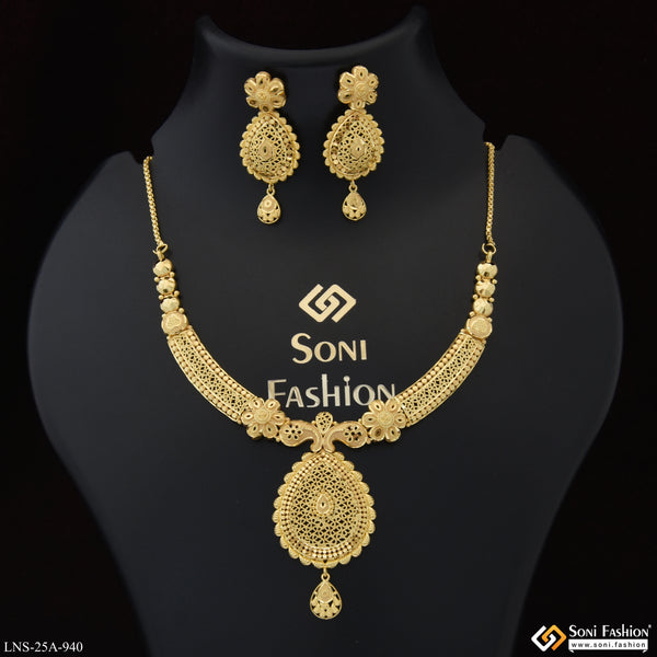 1 Gram Gold Plated Chic Design Necklace Set for Women - Style A940