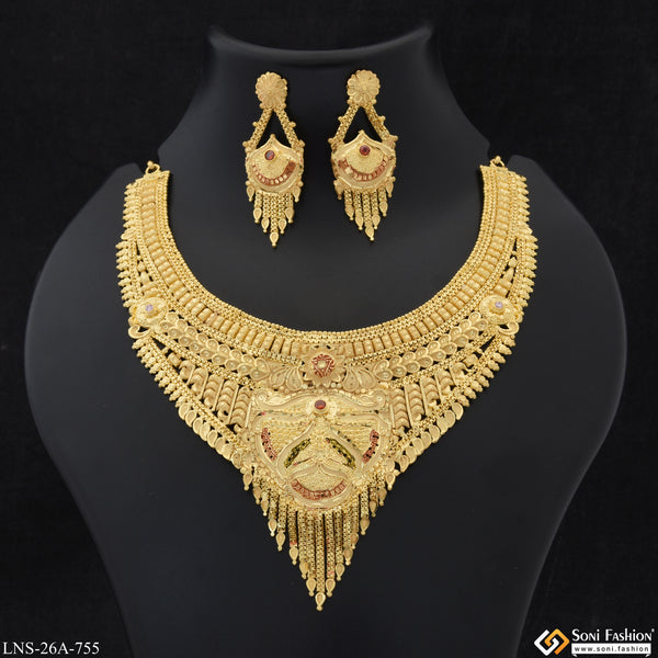 Stunning Design Gold Plated Necklace Set for Women - Style A755