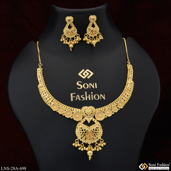 1 Gram Gold Plated Fancy Design Necklace Set for Women - Style A698