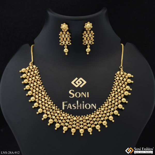 1 Gram Gold Plated Best Quality Necklace Set for Women - Style A912