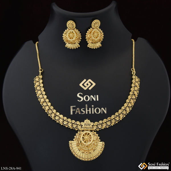 1 Gram Gold Plated Decorative Design Necklace Set for Women - Style A941