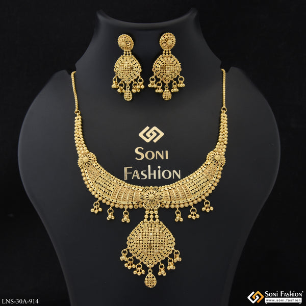 1 Gram Gold Plated New Style Necklace Set for Women - Style A914