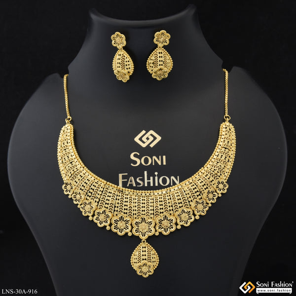 1 Gram Gold Plated Fashionable Necklace Set for Women - Style A916