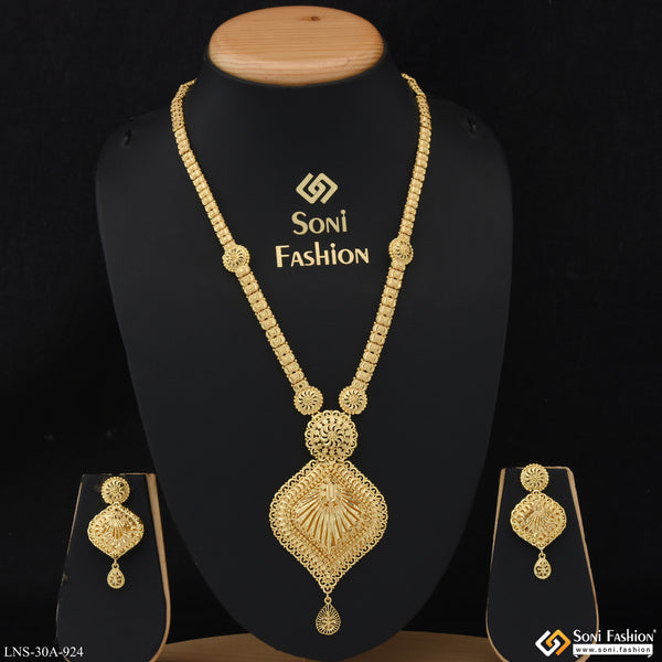 1 Gram Gold Plated Beautiful Design Necklace Set for Women - Style A924