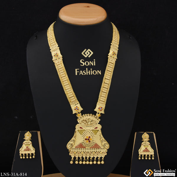 Finely Detailed Gold Plated Necklace Set for Women - Style A814