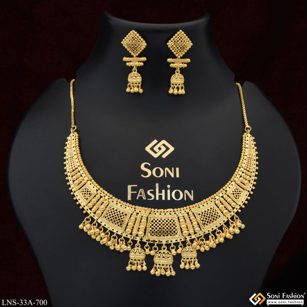 1 Gram Gold Plated Stunning Design Necklace Set for Women - Style A700