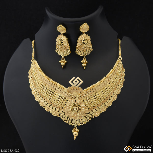 1 Gram Gold Plated Choker Necklace Set for Women - Style A922