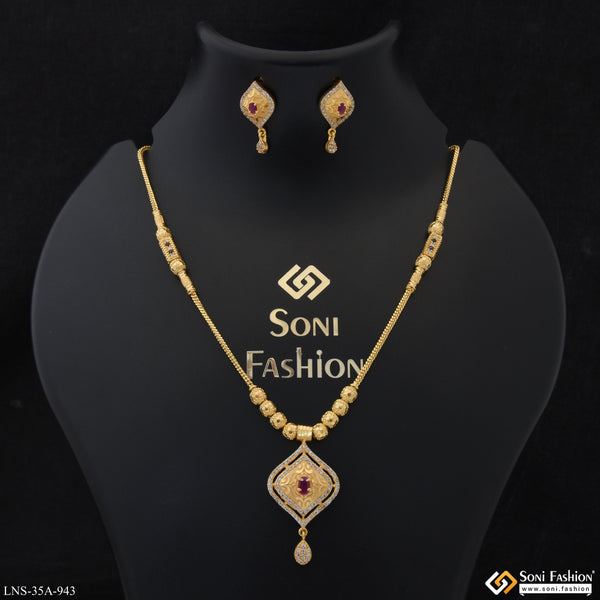 1 Gram Gold Plated Casual Design Necklace Set for Ladies - Style A943