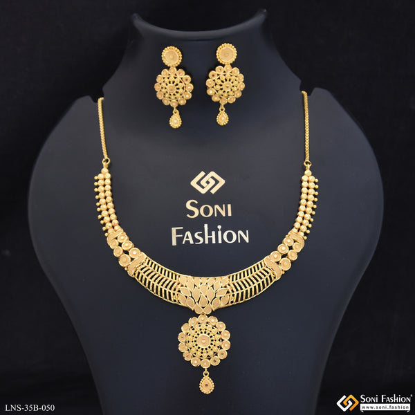 1 Gram Gold Plated Stunning Design Necklace Set for Women - Style B050