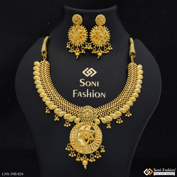 1 Gram Gold Plated Classic Design Necklace Set for Women - Style B024