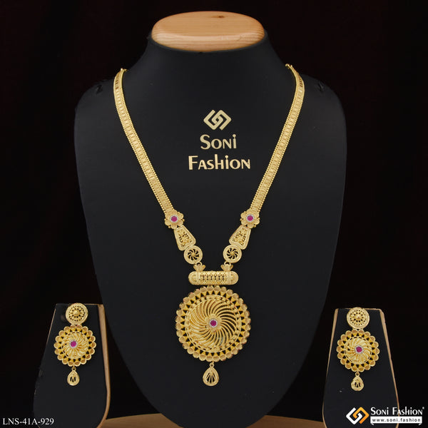 1 Gram Gold Plated Graceful Design Necklace Set for Women - Style A929