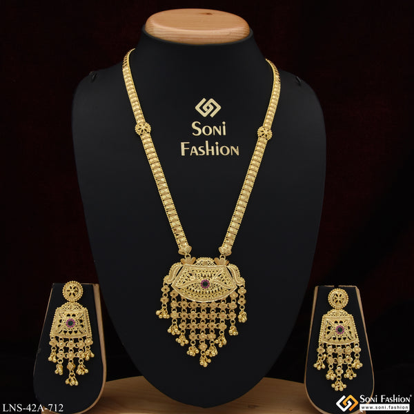 1 Gram Gold Plated Glittering Design Necklace Set for Women - Style A712