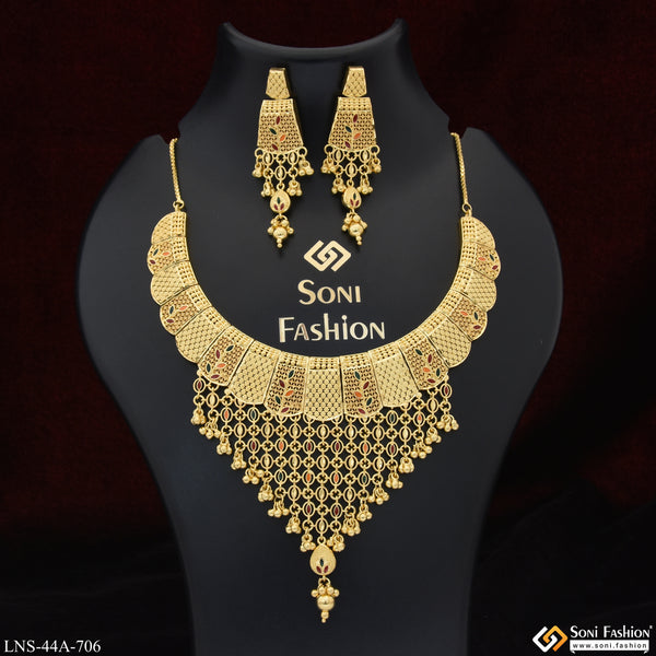 1 Gram Gold Plated Glittering Design Necklace Set for Women - Style A706