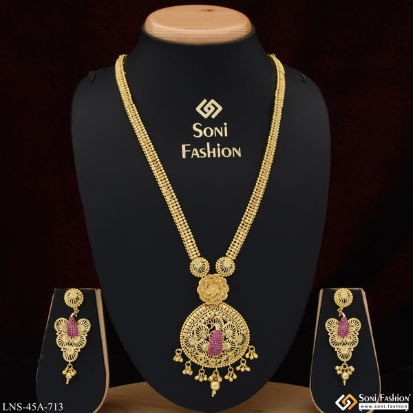 1 Gram Gold Plated Eye-Catching Design Necklace Set for Women - Style A713