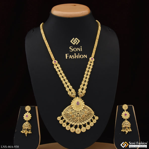 1 Gram Gold Plated Unique Design Necklace Set for Women - Style A930