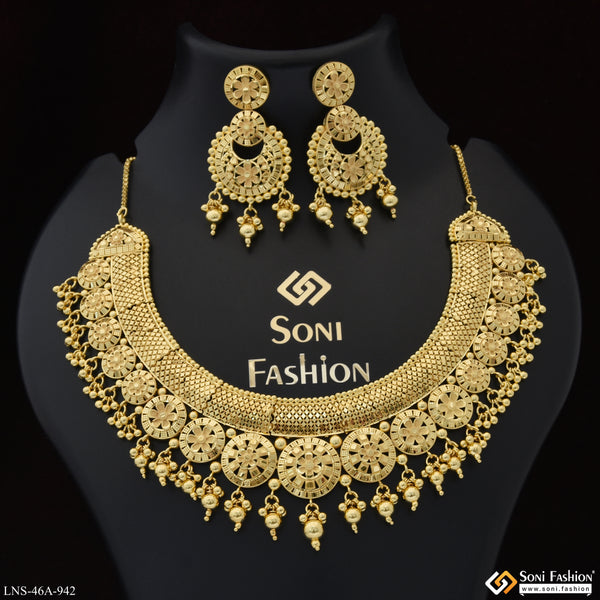 1 Gram Gold Plated New Style Necklace Set for Women - Style A942