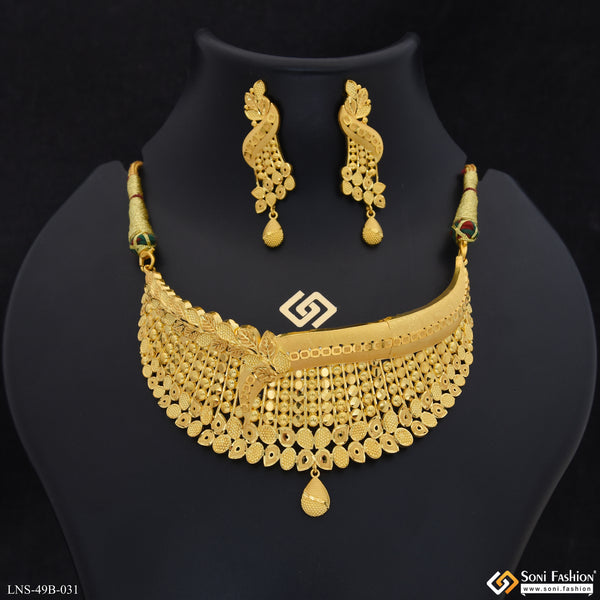 1 Gram Gold Plated Choker Necklace Set for Women - Style B031