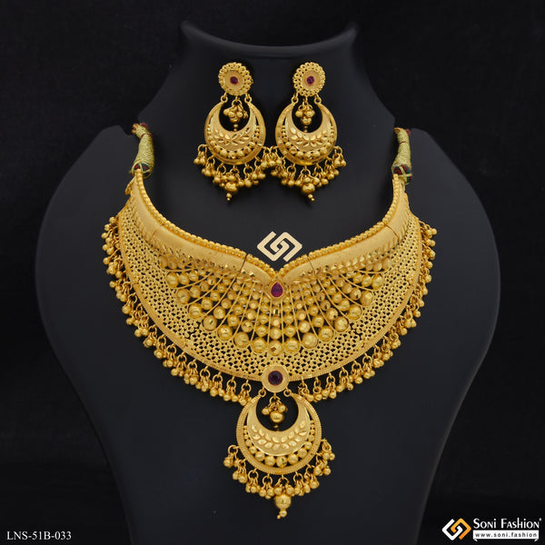 1 Gram Gold Plated Choker Necklace Set for Women - Style B033