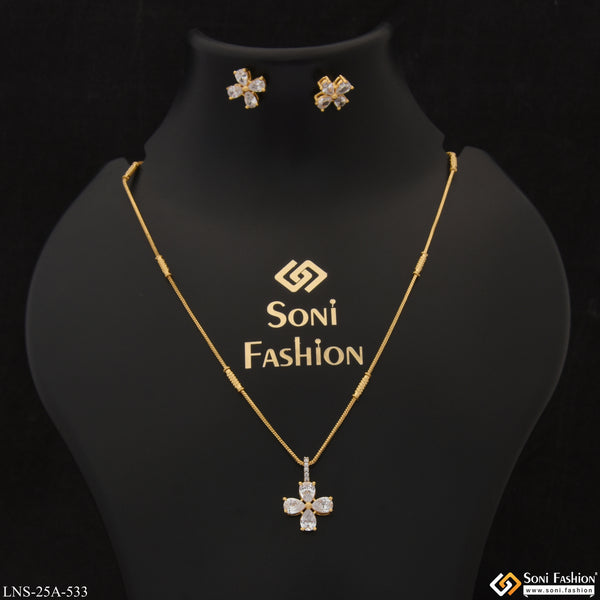 1 Gram Gold Plated High-Class Design Necklace Set for Ladies - Style A533