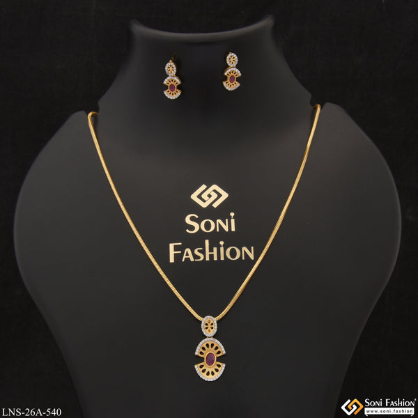 1 Gram Gold Plated Hand-Finished Design Necklace Set for Ladies - Style A540