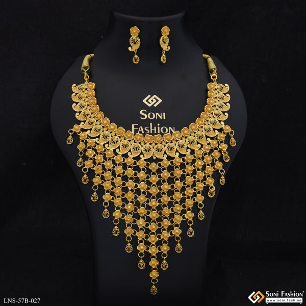 1 Gram Gold Plated Finely Detailed Necklace Set for Women - Style B027