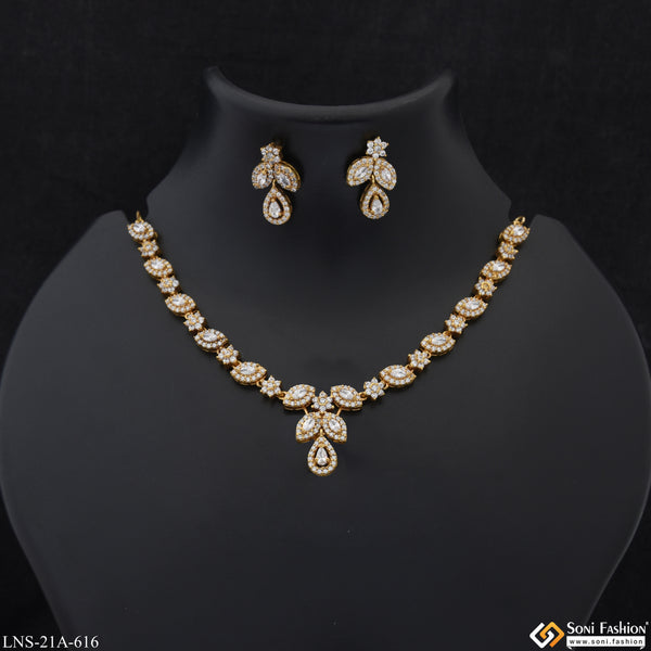 Lovely Design with Diamond Designer Gold Plated Necklace Set for Women - Style A616