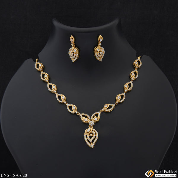 Unique Design with Diamond Designer Gold Plated Necklace Set for Lady - Style A620