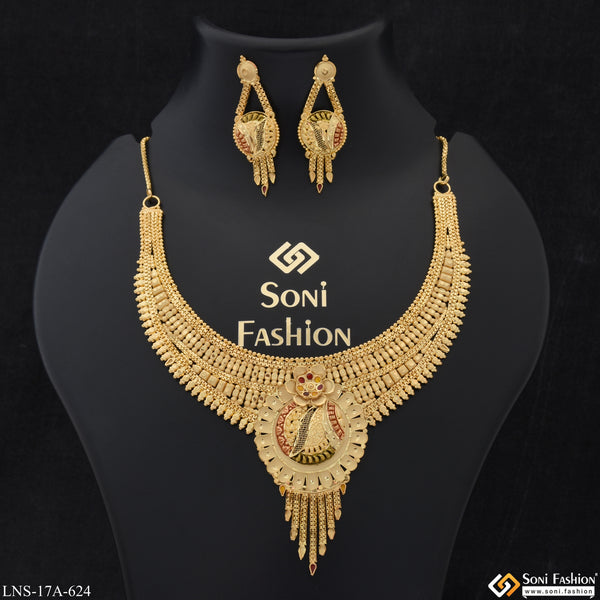 Decorative Design Fancy Design Gold Plated Necklace Set for Women - Style A624