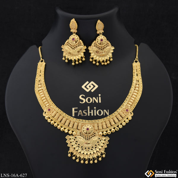 Eye-Catching Design Fashionable Gold Plated Necklace Set for Women - Style A627