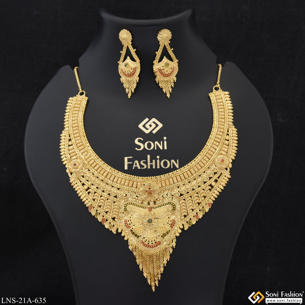 Magnificent Design Designer Gold Plated Necklace Set for Women - Style A635