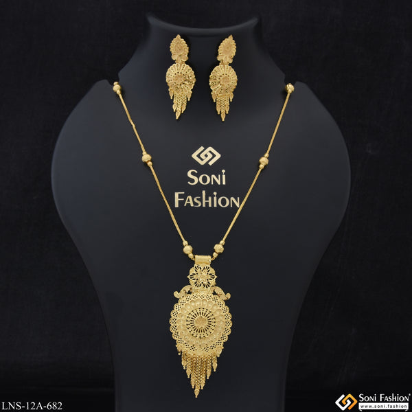 Glittering Design Fashionable Gold Plated Necklace Set for Ladies - Style A682