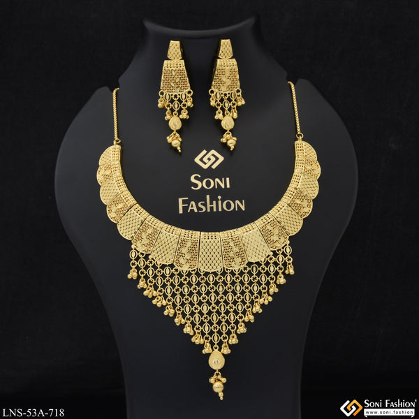 1 Gram Gold Plated Fashionable Necklace Set for Women - Style A718