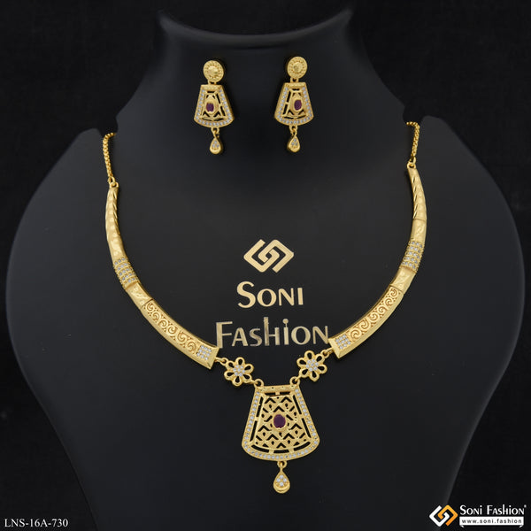 Exclusive Design Gold Plated Necklace Set for Women - Style A730