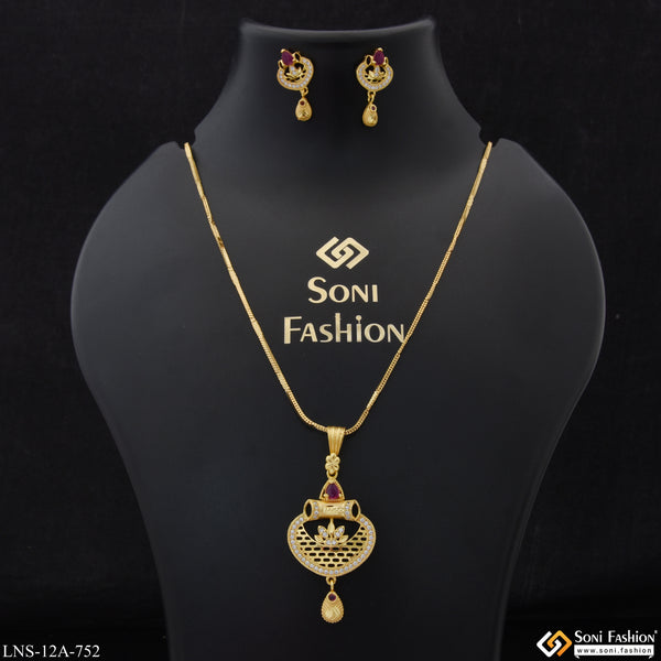 Hand-Finished Design Gold Plated Chain Pendant for Ladies - Style A752