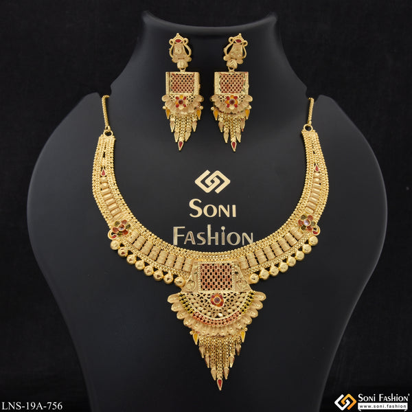 Best Quality Finely Detailed Gold Plated Necklace Set for Women - Style A756