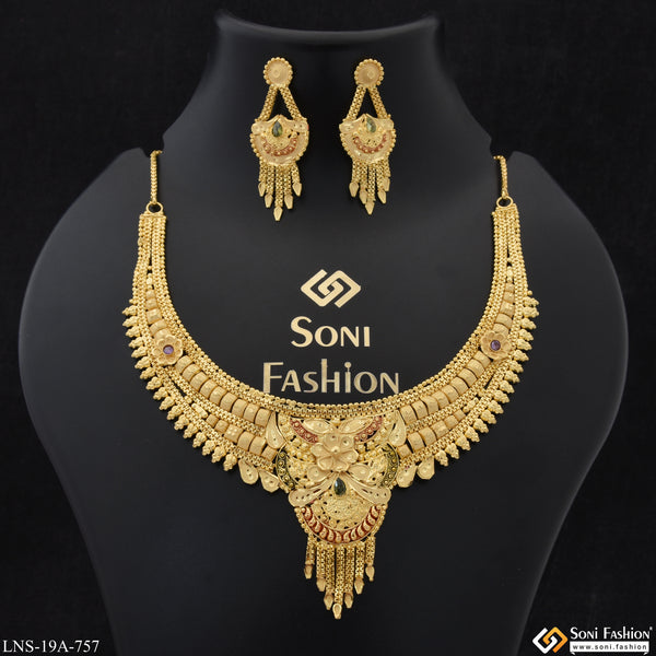 Chic Design Finely Detailed Gold Plated Necklace Set for Women - Style A757