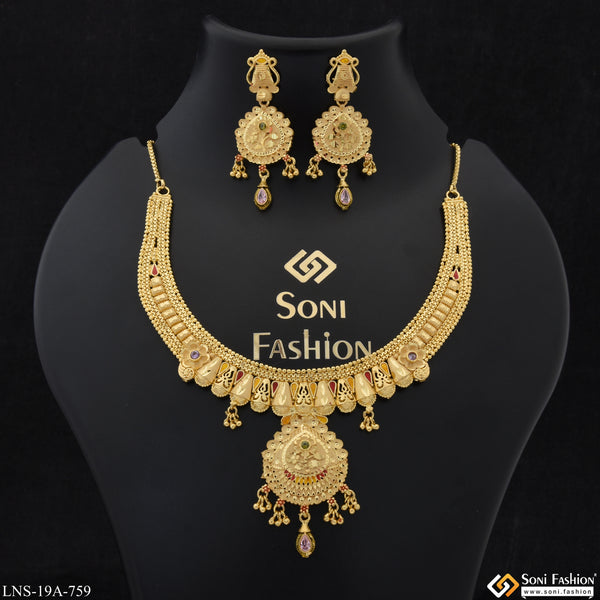 Eye-Catching Design Gold Plated Necklace Set for Women - Style A759