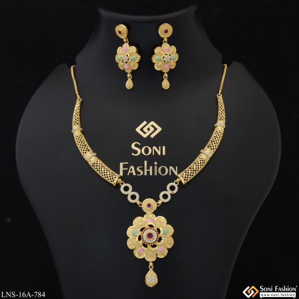 Magnificent Design Gold Plated Necklace Set for Women - Style A784